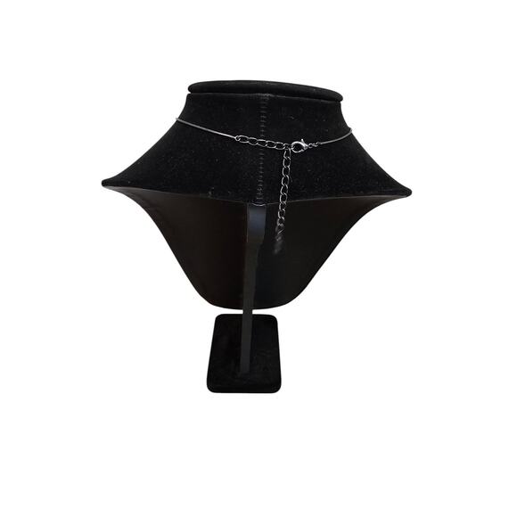 Vintage Southwestern Cross Pendant Necklace w/ Inset Turquoise and Rhinestones - Picture 3 of 5